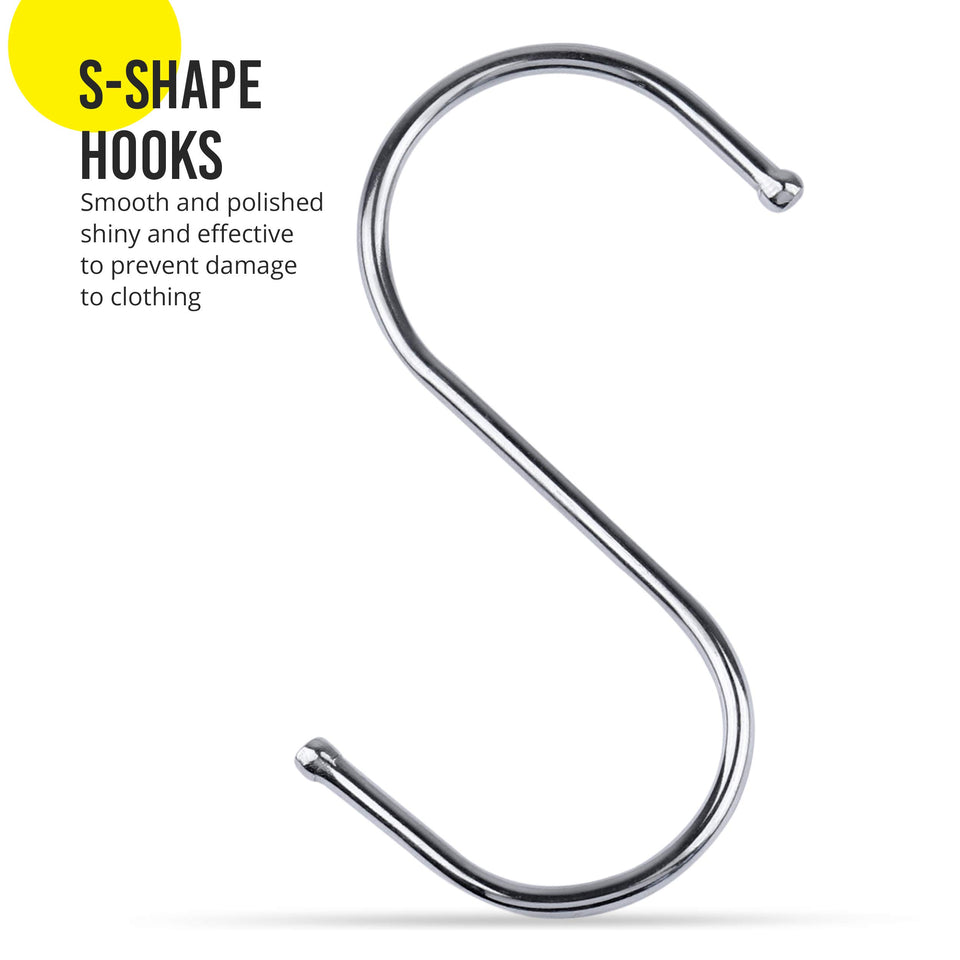 20 Pack S Hooks for Hanging Plants, Stainless Steel S Hooks for Hanging Clothes - Large S Hooks Heavy Duty, S Shaped Hooks for Pots, Pans & Kitchen Utensils, 3.3 inches Silver