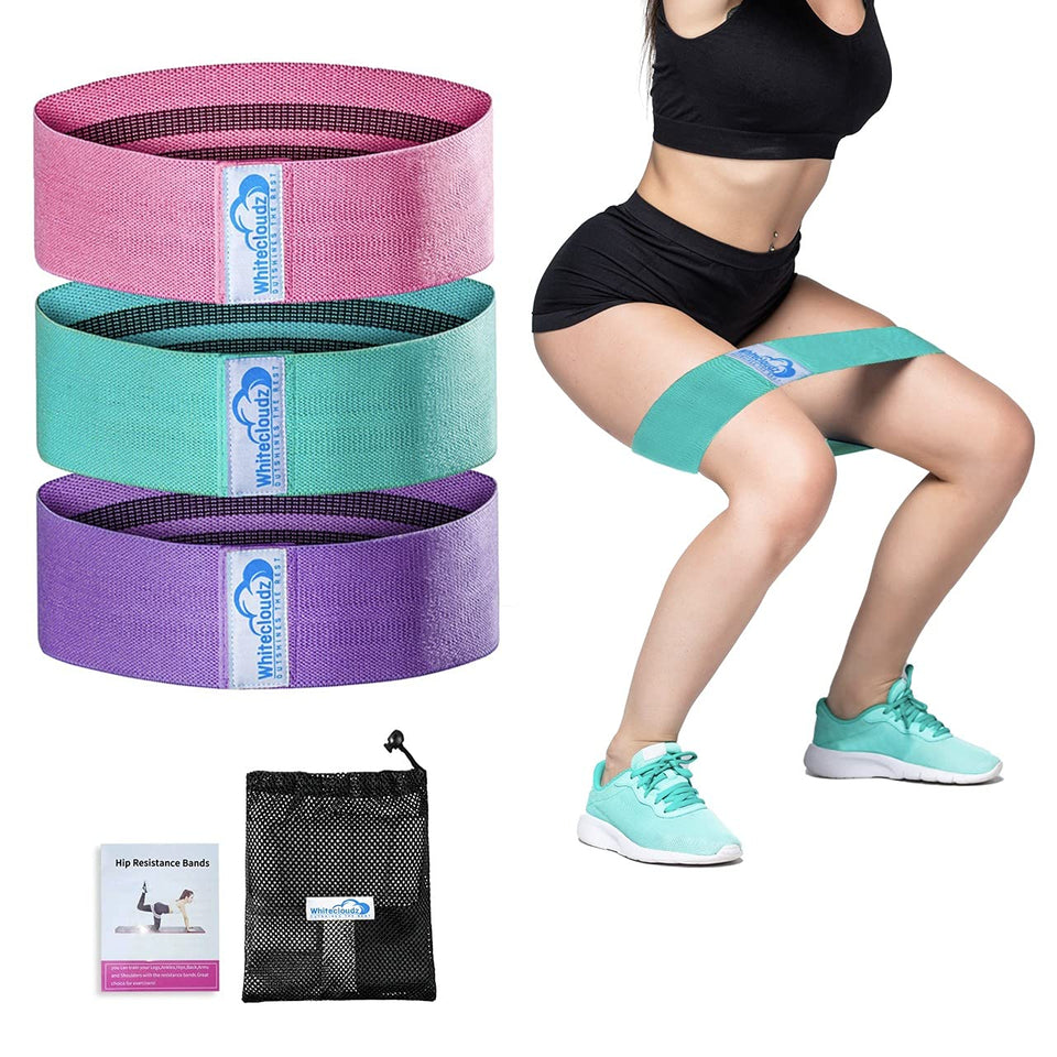 Booty Bands for Women, Non Slip Fabric Workout Resistance Bands for Women Butt and Legs, Glute Exercise Bands, Legs and Thigh Bands for Exercise, Set of 3 Fabric Workout Bands for Butt (PBG)