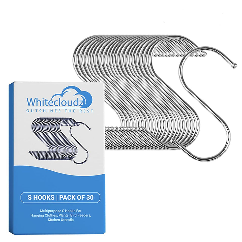 S Hooks Heavy Duty - Stainless Steel S Hooks for Hanging Pots and Pans, S Shaped Hooks for Clothes, Plants, Kitchen Utensils, 3.3 inches