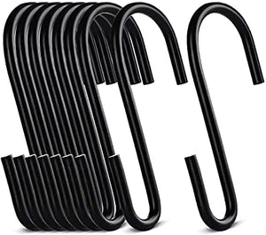 S Hooks Heavy Duty - Stainless Steel S Hooks for Hanging Pots and Pans, S Shaped Hooks for Clothes, Plants, Kitchen Utensils, 3.3 inches (J Black, Pack of 30)